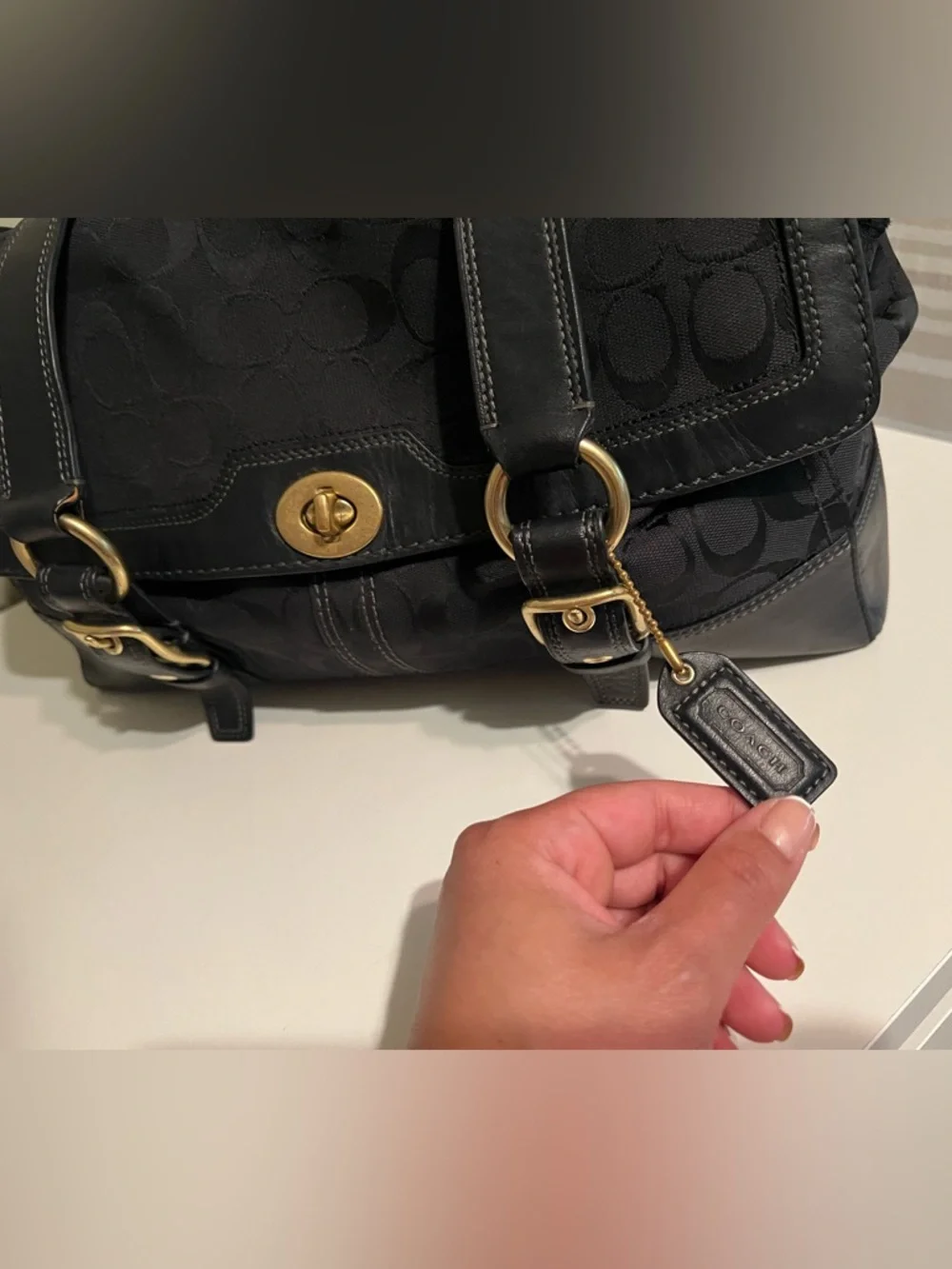 Coach Soho Signature Black Jacquard Buckle Satchel Turnlock Pocket Shoulder Bag - Picture 5 of 14